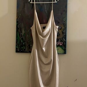 Elegant Cream Draped Dress